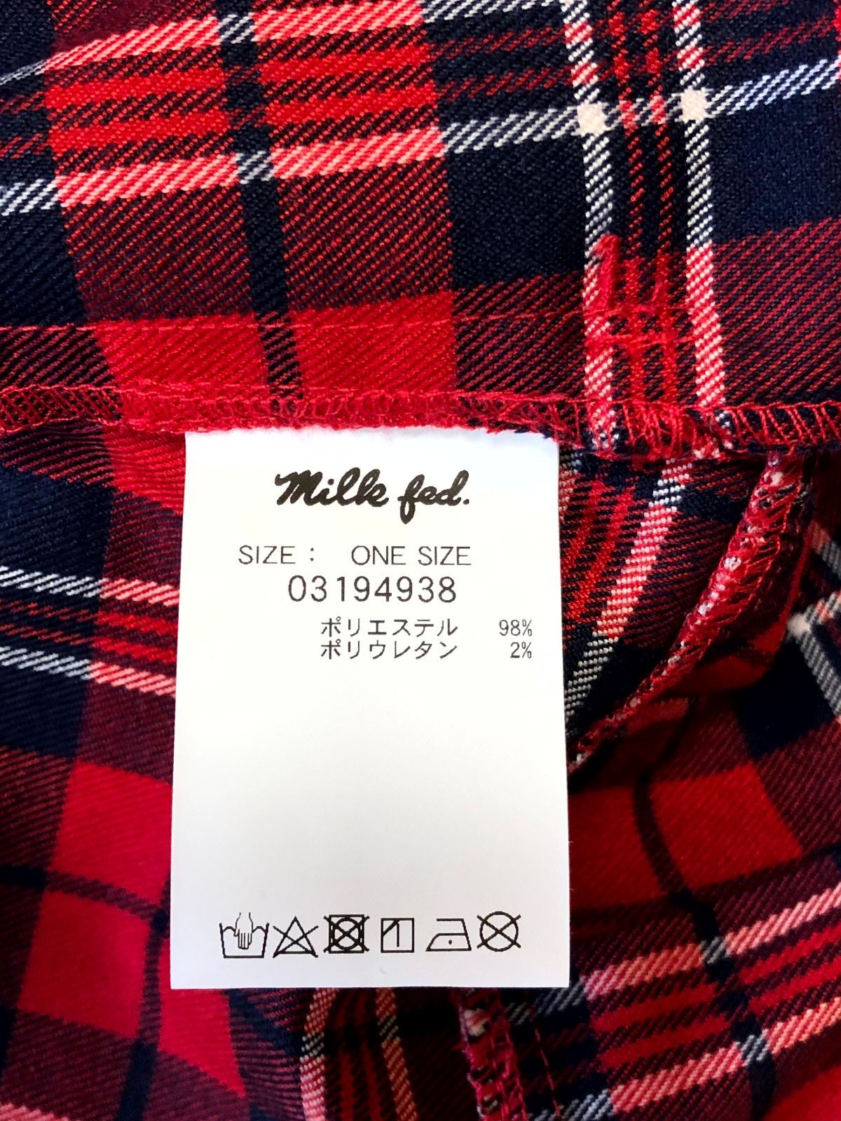 N1096.　ミルクフェド・チェックワンピース（赤）FREE SIZE / ミルクフェド