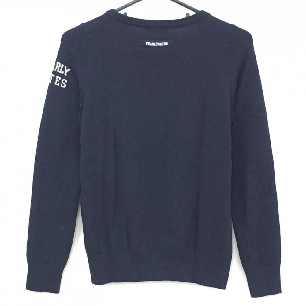 美品】パーリーゲイツ セーター ネイビー Vネック ロゴ刺しゅう