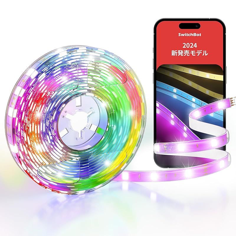 モデル SwitchBot LED テープライト2 Alexa 間接照明 - SMD5050 高輝度 RGB 1600万色 マルチ 調光調色 Wi-Fi Bluetooth 5m 切断 PUコーティング Google Home Sir 1