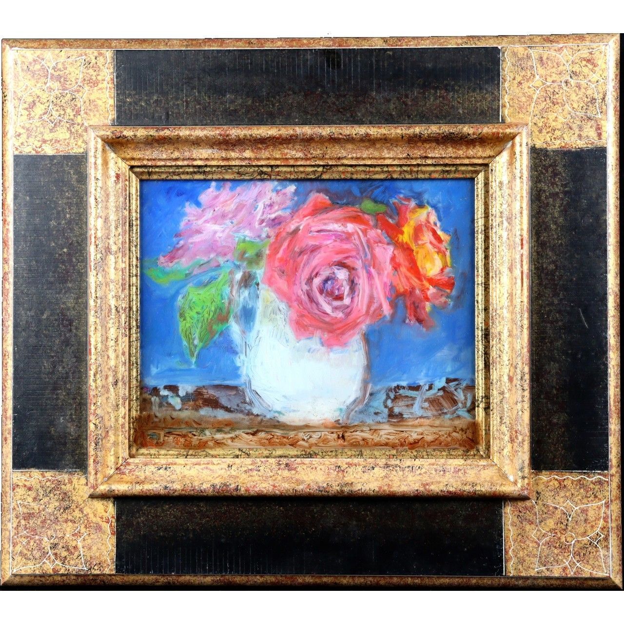 桜川洋子 「薔薇」 静物画 肉筆油彩 ガラス絵3号 楾 G198-V 【公式通販】