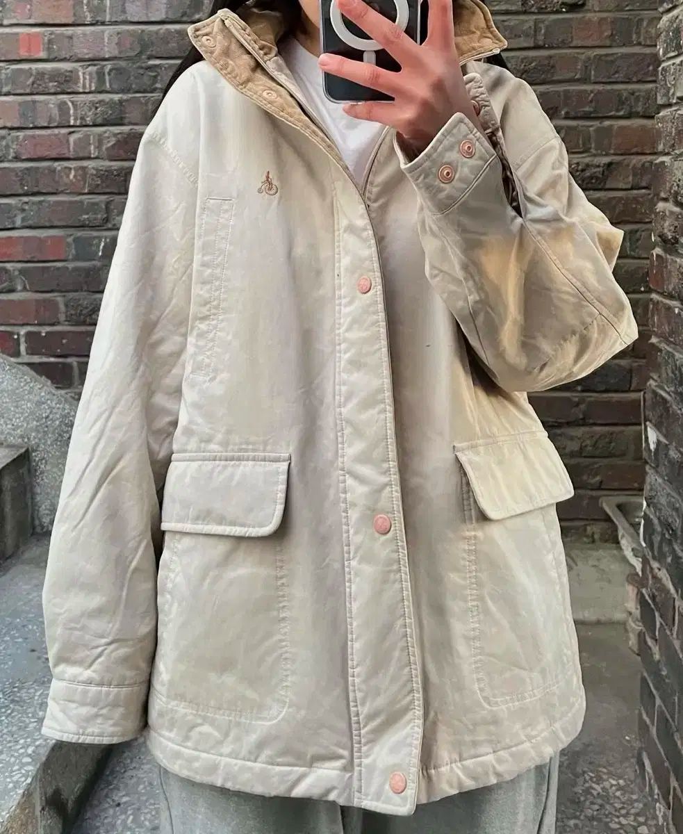 【雷市場（ポンジャン）商品韓国直送】 ヴィンテージ 00s BEAN POLE(ビーンポール) アイボリー フード ジップアップ