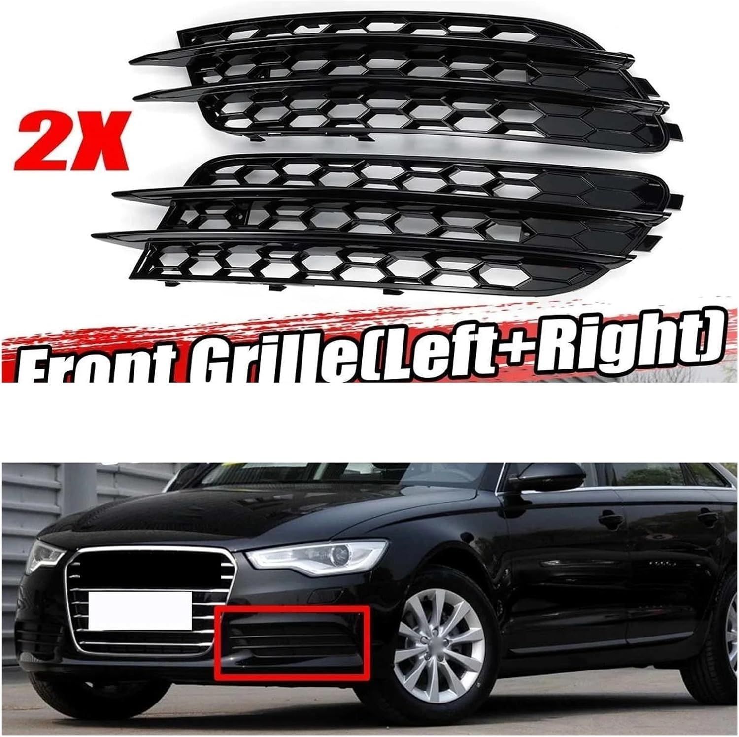 1 ペア フォグライト グリル カバー 適用: アウディ/AUDI A4 Sライン S4 セダン フォグライト オープン 吹き出し口 光沢 ブラック AL-II-1030 AL