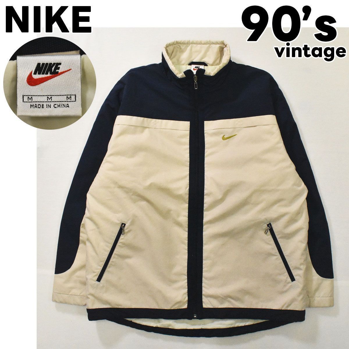 銀タグ】 90sヴィンテージ ナイキ NIKE 中綿入り ナイロンジャケット M