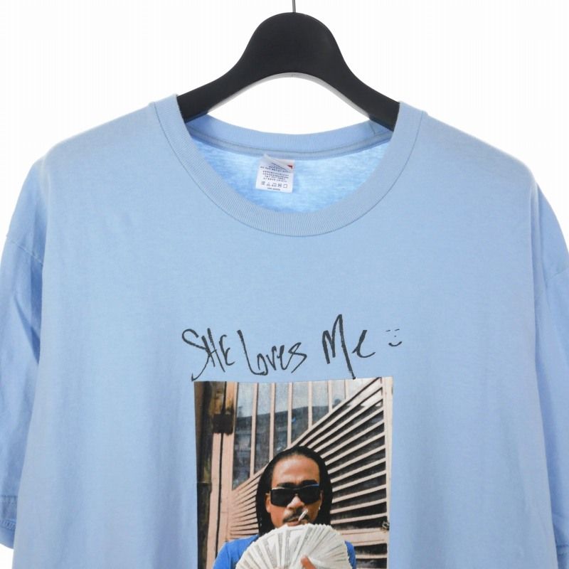 Supremeロゴ入り青色長袖カットソー M ecopark_wb693