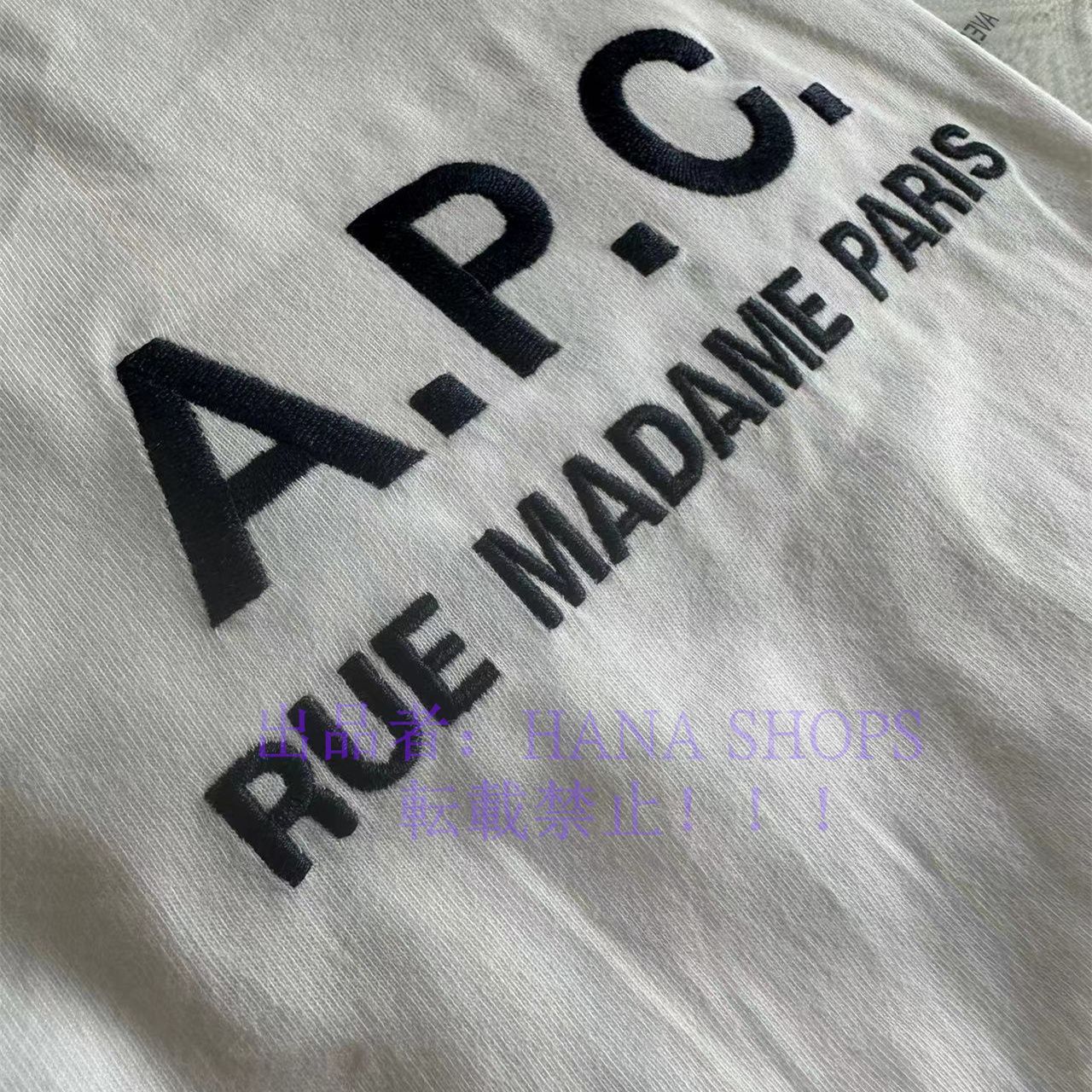 A.P.C.アーペーセー 大人気 APC Rue Madame Paris 半袖 Tシャツ ロゴ 刺繍 ユニセックス 夏