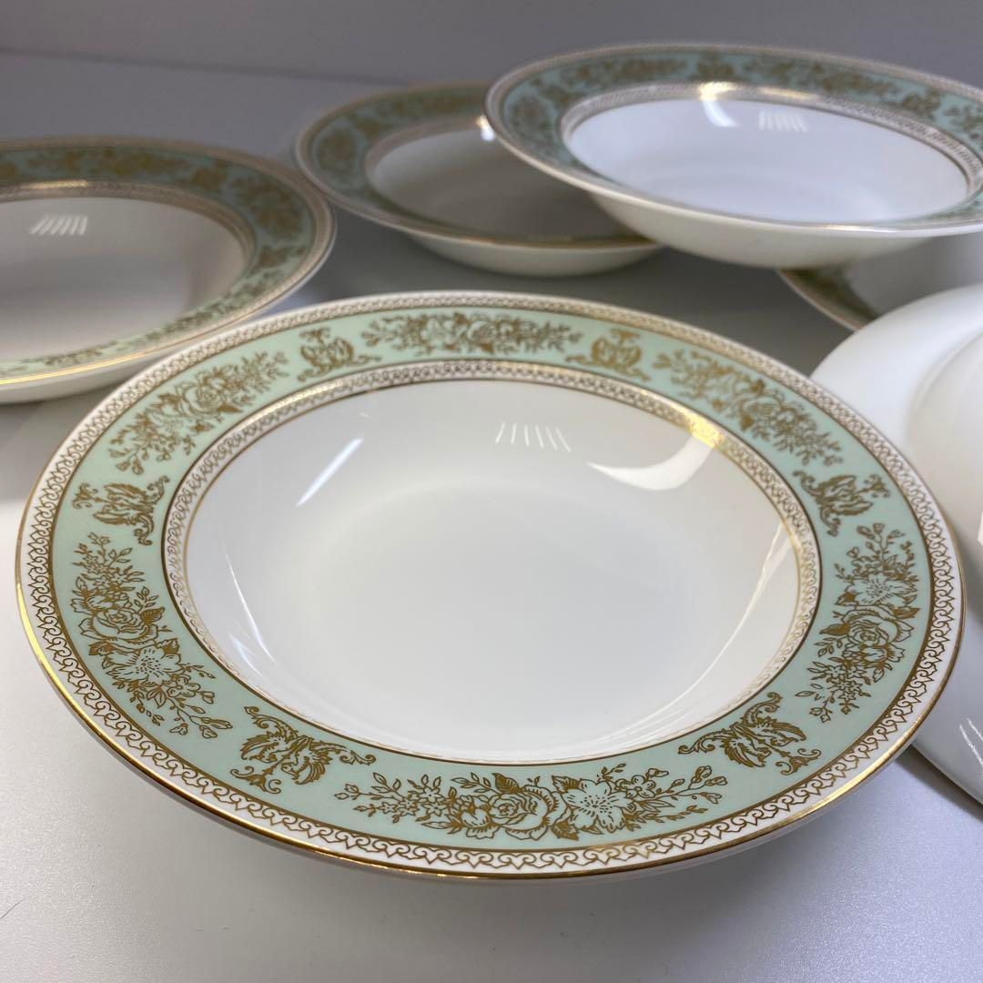 洋3 ウェッジウッド コロンビアセージグリーンスーププレート6枚 20.3㎝