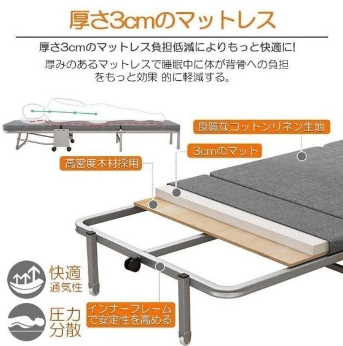 新作* 折りたたみベッド コンパクト シングル 三つ折り 耐荷重
