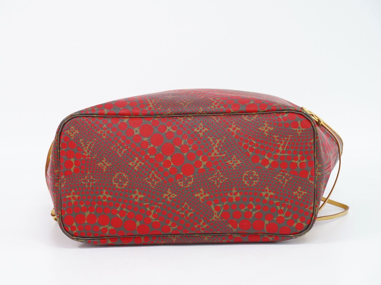 ルイヴィトン LV LOUIS VUITTON ネヴァーフル MM モノグラム ウェーブ 草間彌生 トートバッグ ショルダーバッグ ブラウン レッド  M40686 ビトン バッグ 中古