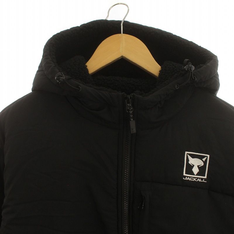 ジャッカル JACKALL FLEECE HOODIE JACKET フリースフーディジャケット ロゴ ボア 切替 ジップアップ L 黒 ブラック  /IR □GY18 - メルカリ