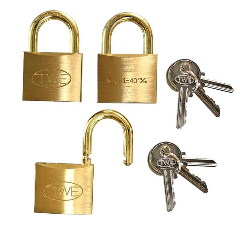 和気産業 Waki Sangyo TWE 同一キーシリンダー錠 南京錠 真鍮 ドア ポスト 防犯 3個付 40mm VA-034 1