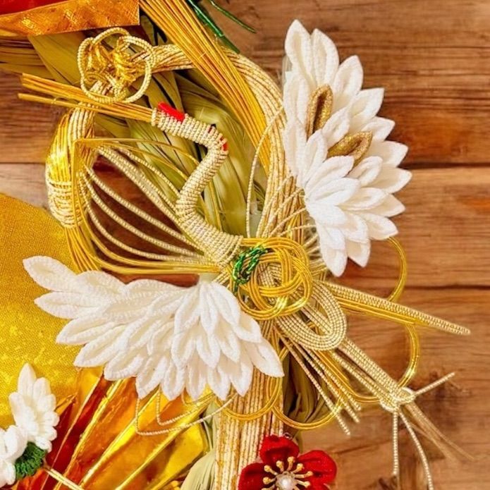 2026 正月 しめ縄飾り 〜鶴亀吉兆 黄金の朝〜 つまみ細工 正月