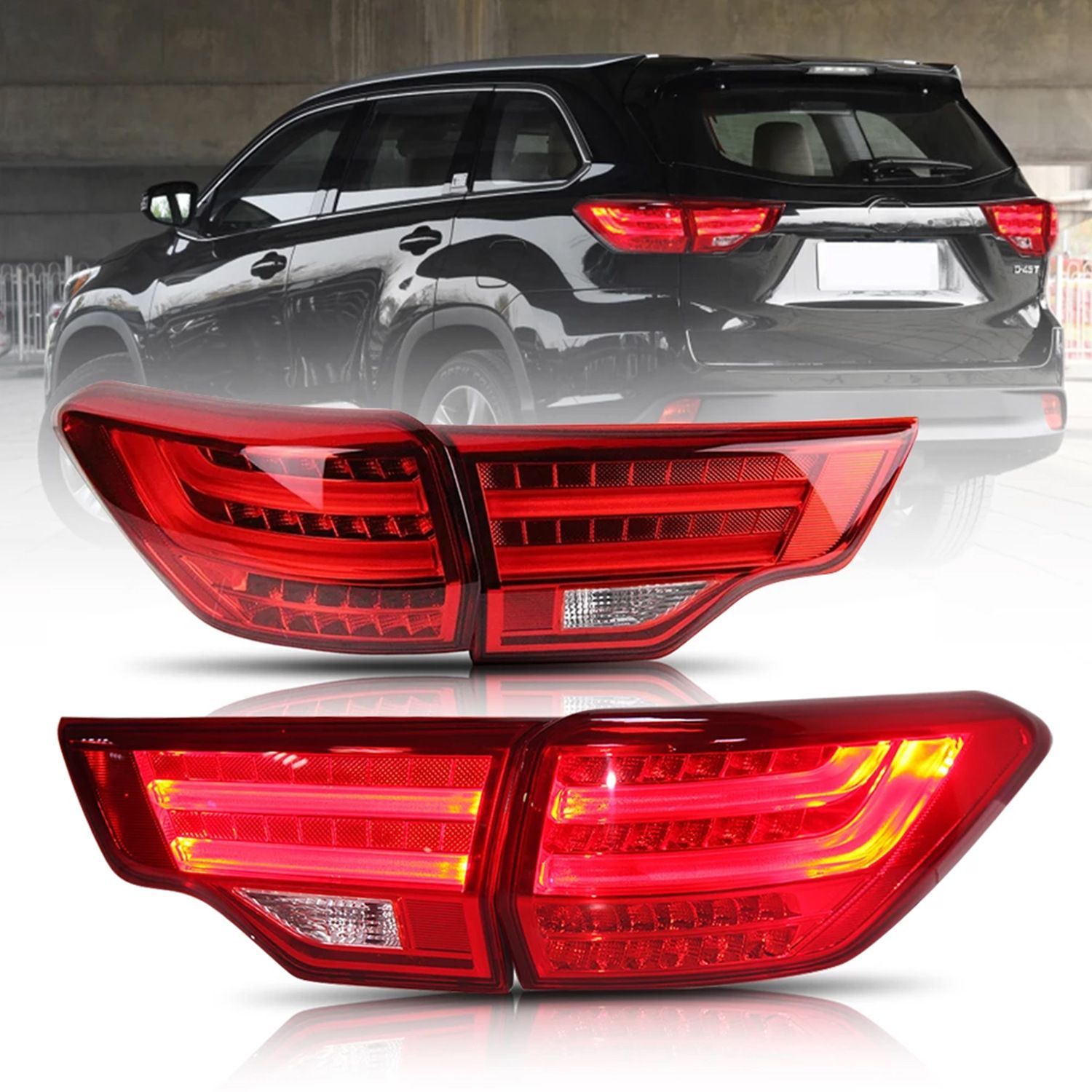 適用 トヨタ ハイランダー 15-21年式 LED改造テールランプアセンブリ 改造パーツ 10.09