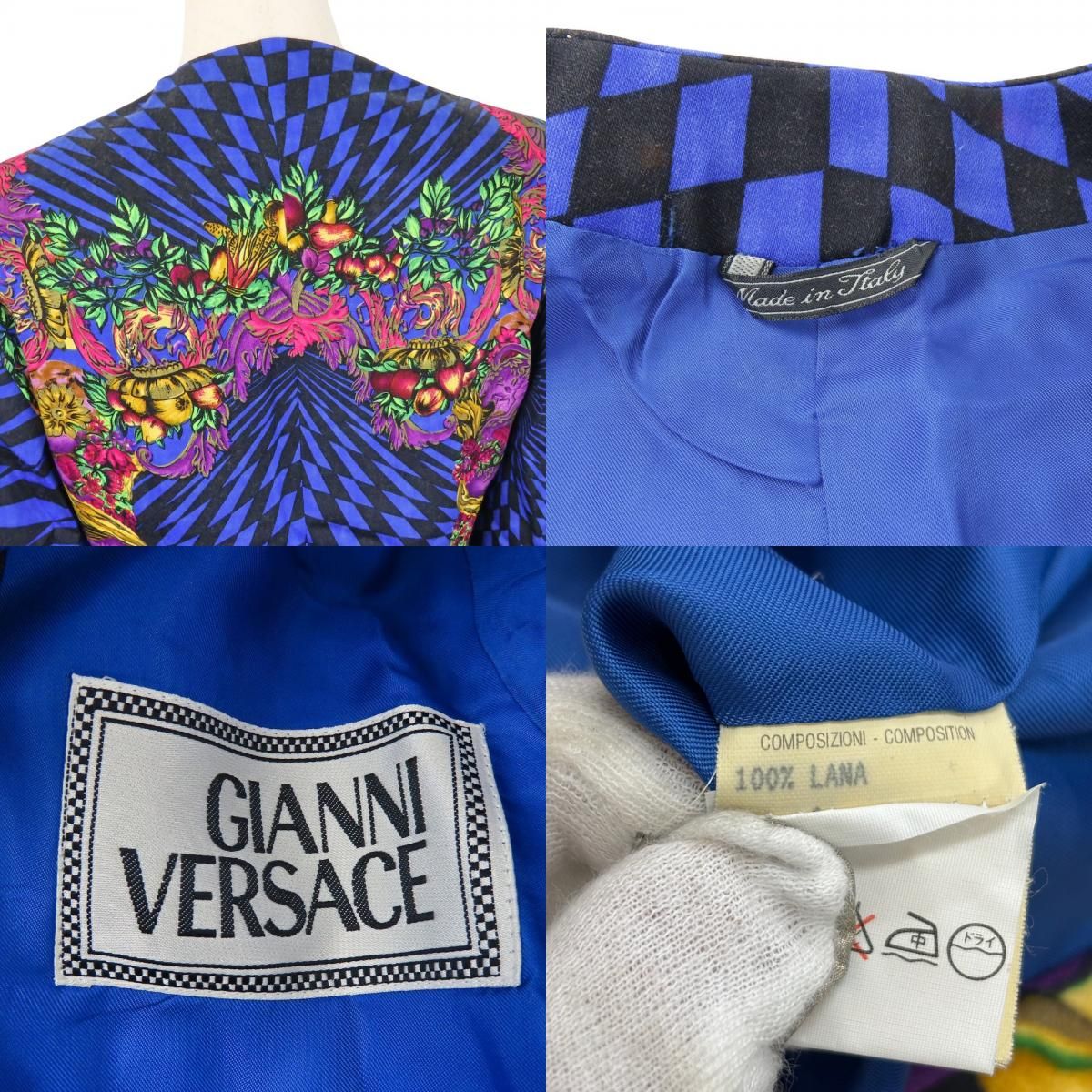 中古】 ジャンニ・ヴェルサーチ セットアップ 総柄 スーツ 38 4 ウール