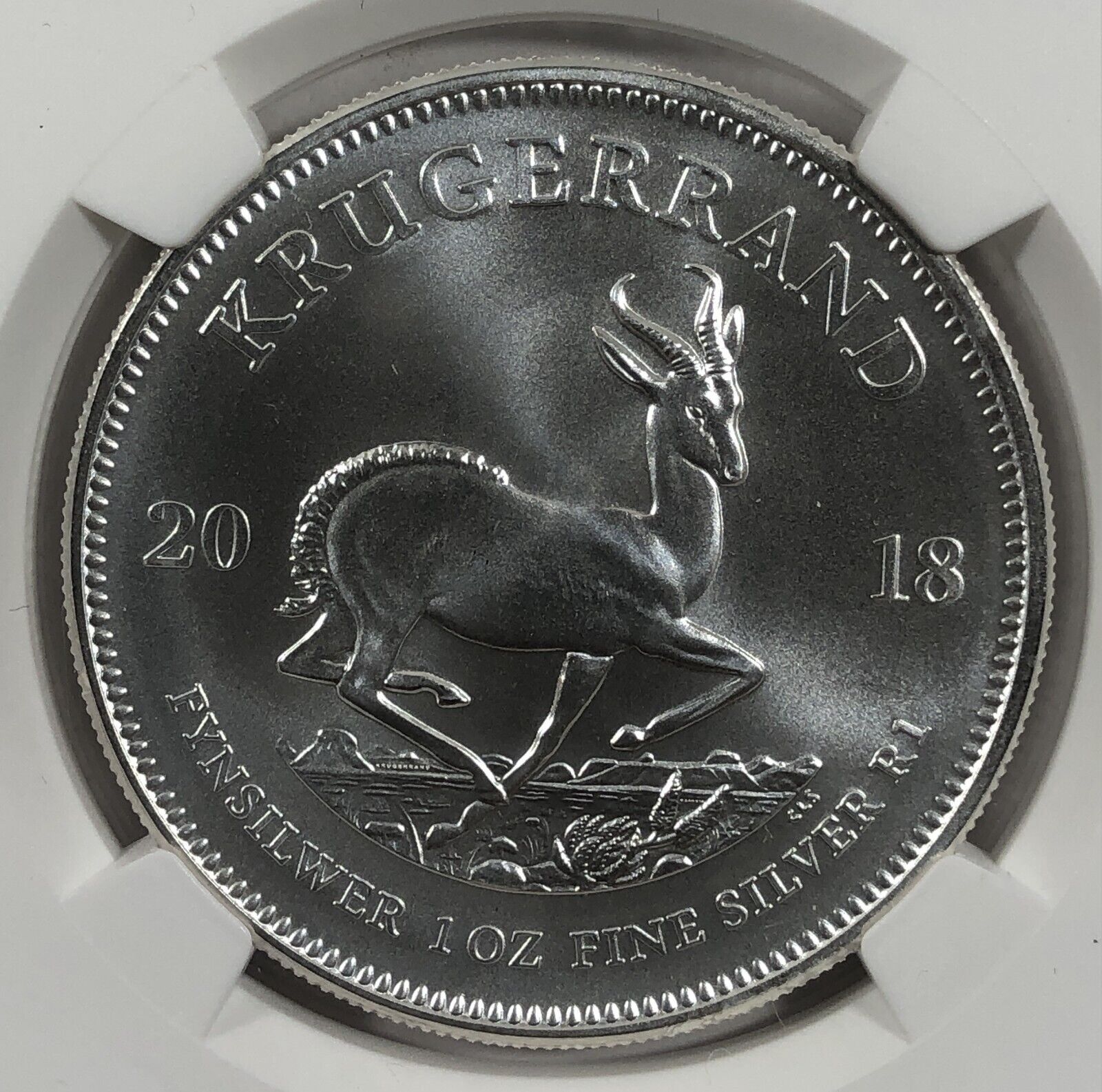 2018 South Africa Silver 1 Rand. NGC MS70