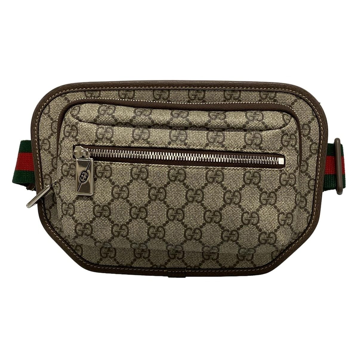 GUCCI グッチ ウエストポーチ GGプラス GGスプリーム シェリー ウェブ 760217 ダークブラウン×アイボリー×マルチ レザー