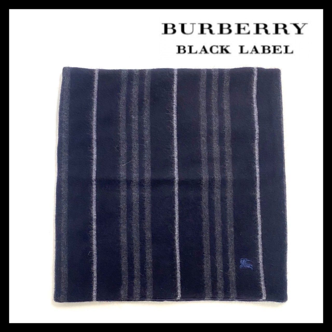 BURBERRY BLACK LABEL】ストライプ ネックウォーマー カシミヤ 100% ネイビー系 スヌード マフラー バーバリー  ブラックレーベル Cashmere (MM-164) - メルカリ