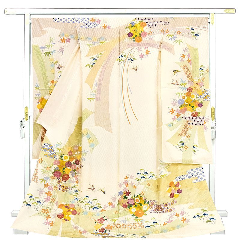 KOTE2　新品　最高級正絹産着京友禅手描き美術、特撰多色金刺繍入り、 新品「即決価格」正絹祝着産着京友禅高級友禅染、豪華刺繍、特選大鷹