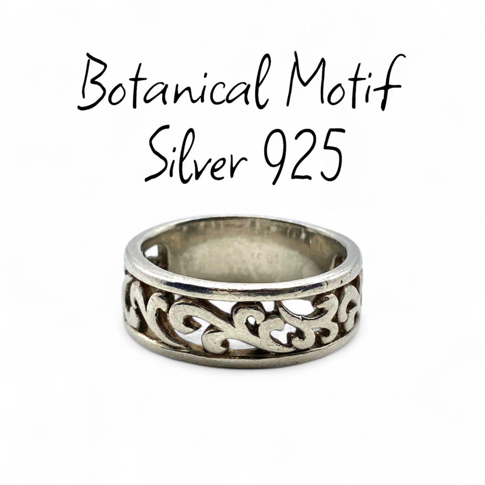 優雅な陰影】ボタニカル Silver 925 刻印 90s Vintage Ring シルバー 