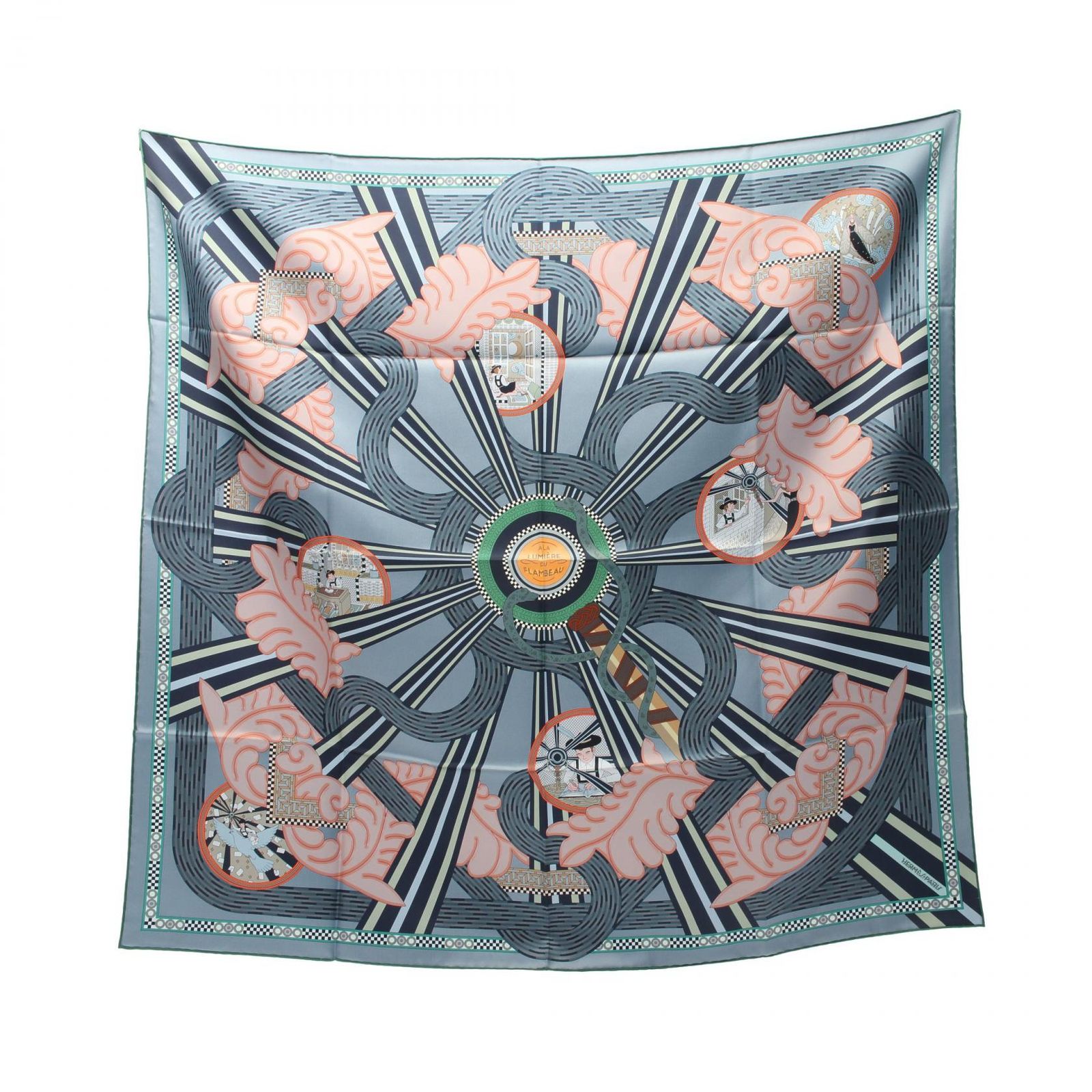 HERMES エルメス カレ90 A la Lumiere du Flambeau スカーフ