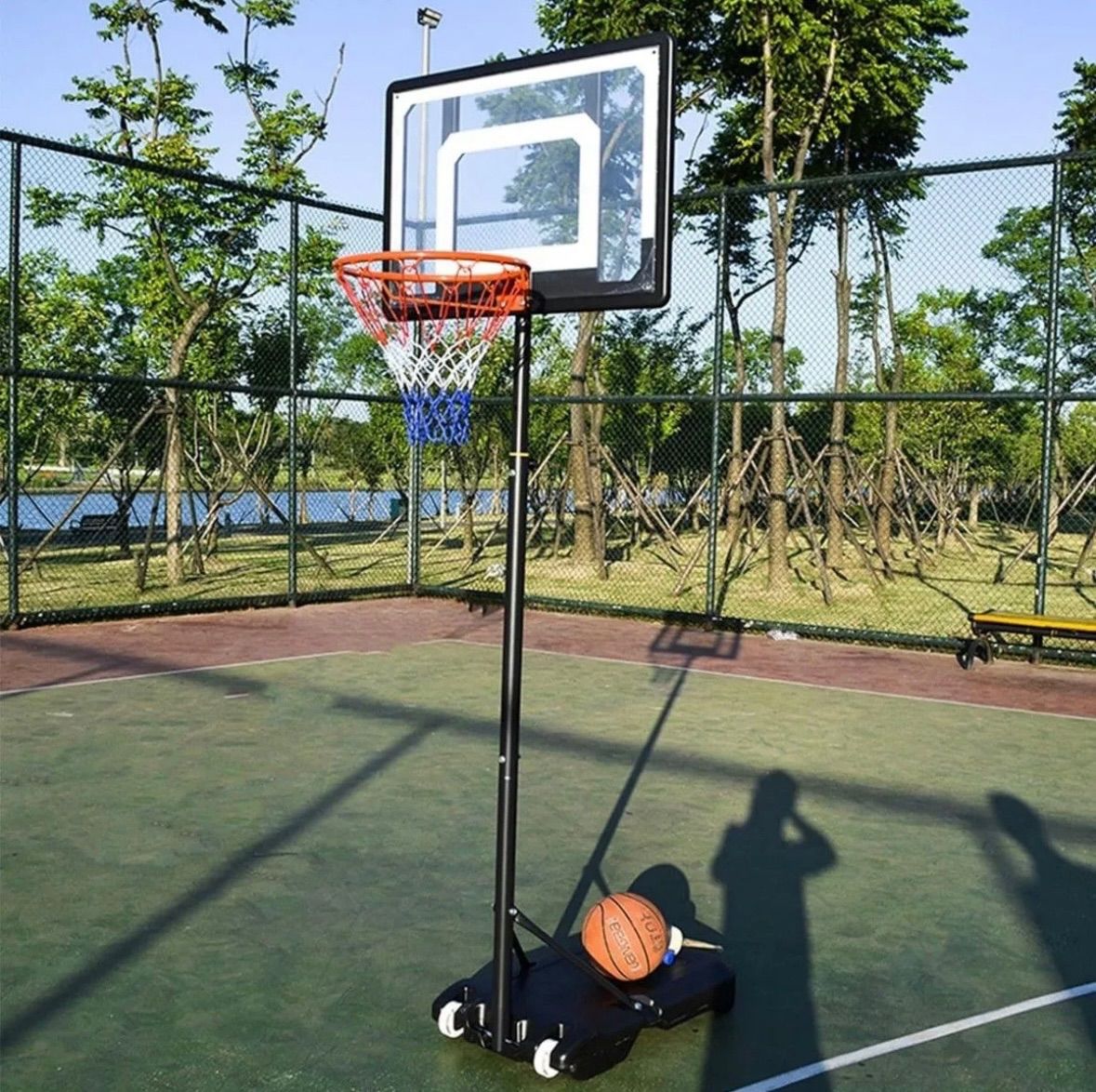  ポータブルバスケットゴール ミニバス 高さ5段階調節 キャスター付き 移動可 ゴール 練習用具 備品