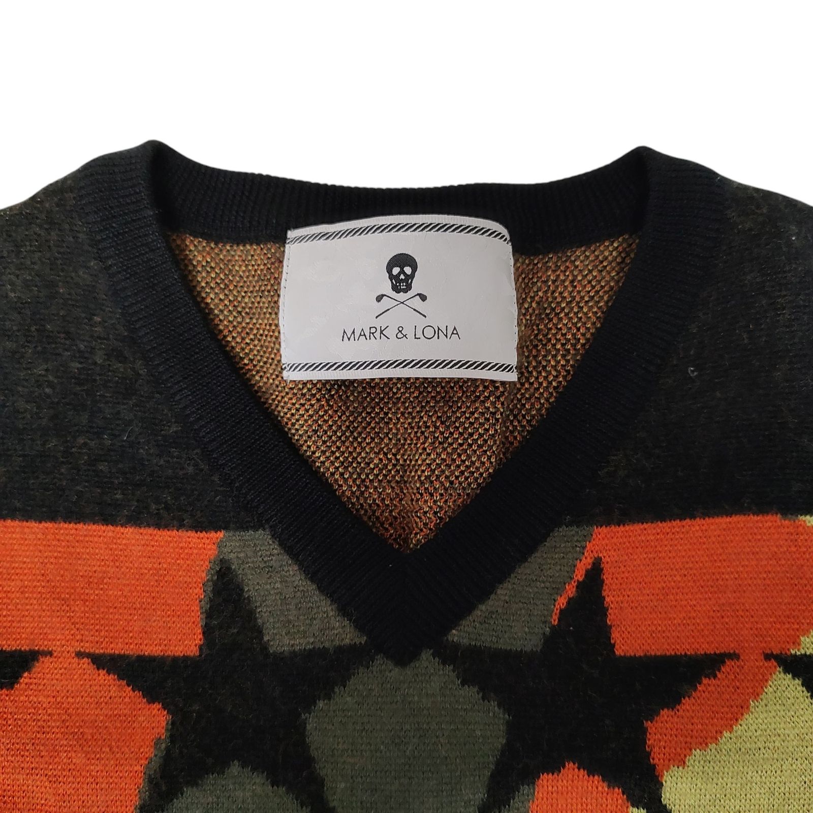 1円】MARK&LONA マークアンドロナ ニットセーター ウール混 ネイビー系