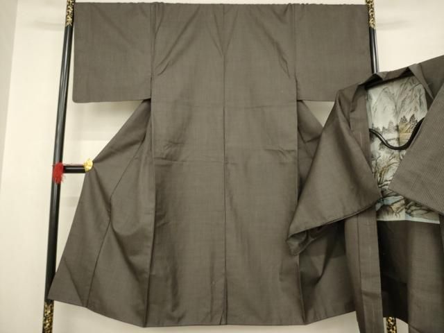 平和屋着物●男性 紬 アンサンブル 亀甲文 正絹 AABA9781ck