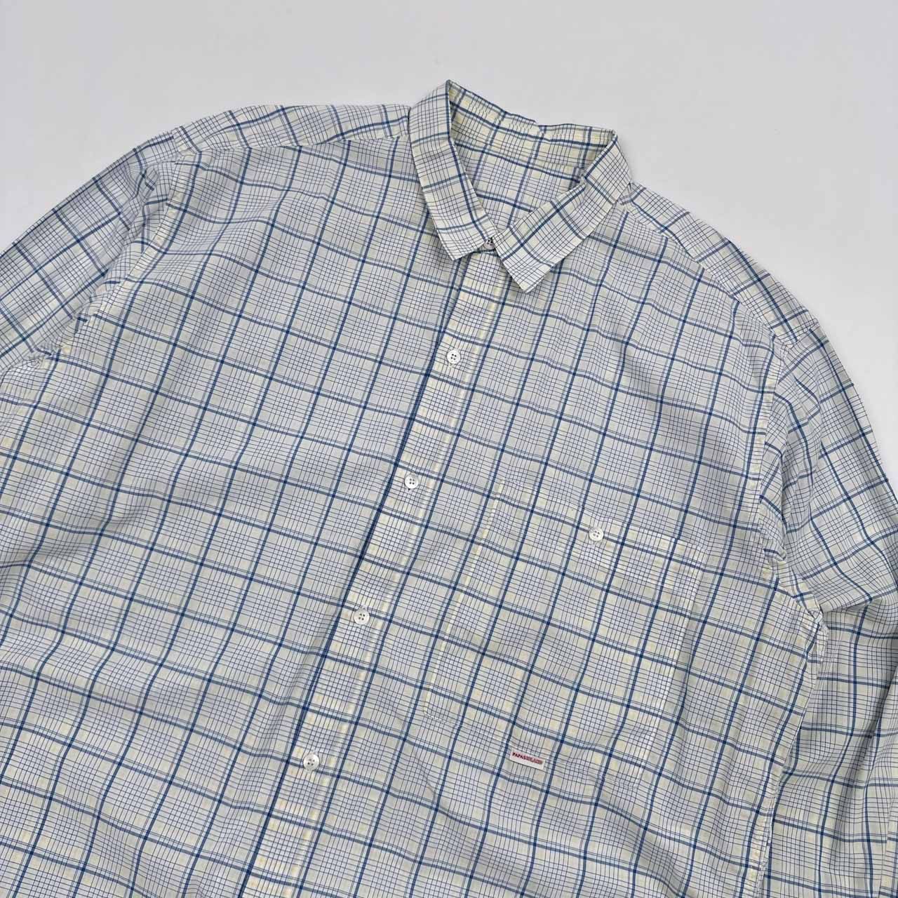 名作 Papas パパス チェック長袖シャツ サイズM ネイビー×ボルドー maniere de heming 美品 コットン 人気 紳士 高級シャツ Papas パパス チェック柄 長袖 シャツ Mサイズ⁄ブルー×ホワイト系