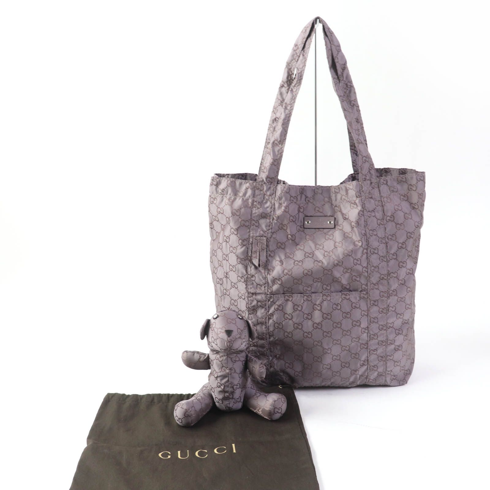 極美品☆GUCCI グッチ 223669 GG柄 レザーロゴパッチ付 テディベア エコバッグ ブラウン系 保存袋付き イタリア製 レディース -  メルカリ