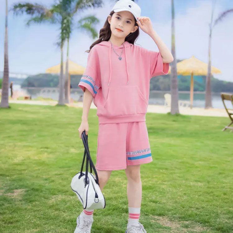 セットアップ ハーフパンツ 学生 ジュニア 女の子 上下セット Tシャツ ジャージ スポーツウェア 上下 フード付き 夏 キッズ 上下セット ショートパンツ パーカー 運動着 通学 体育祭 sowa6585961