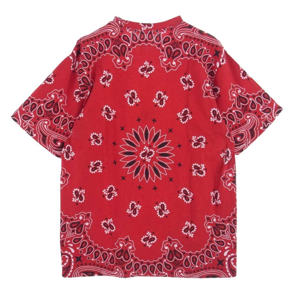 Supreme 2021SS Small Box Tee Red Bandana シュプリーム スモールボックスTシャツ レッドバンダナ 半袖 カットソー ペイズリー スモールボックスロゴ 色褪せ加工 レッド サイズM【210901】【新古品】【me04】