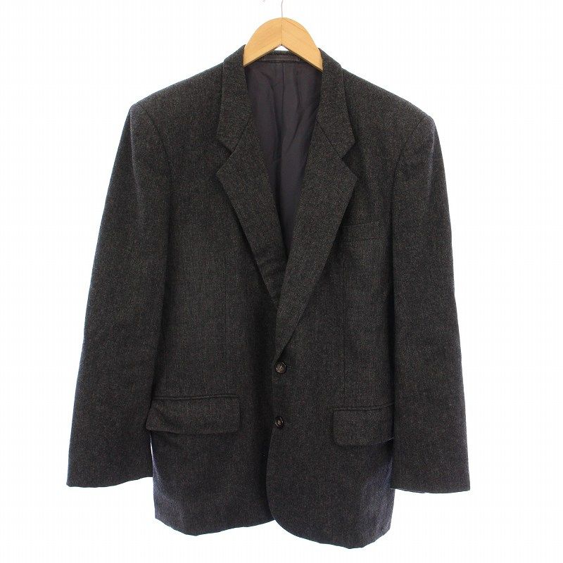 コムデギャルソンオム COMME des GARCONS HOMME ヴィンテージ デカオム シングルスーツ セットアップ テーラードジャケット アウター 総裏地 テーパードパンツ スラックス タック ジップフライ ウール S グレー BB