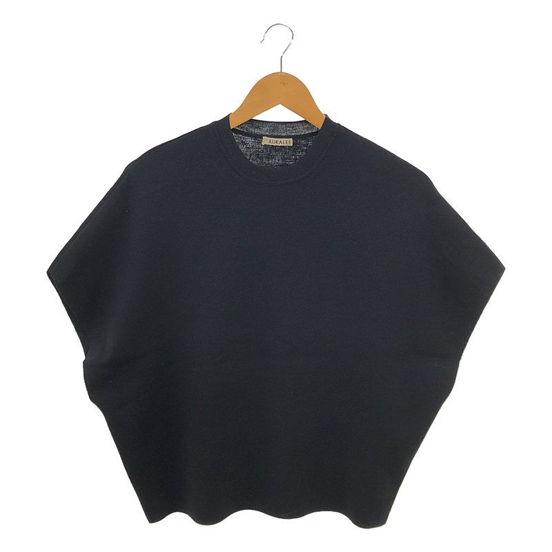 【美品】  AURALEE / オーラリー | WOOL RECYCLE POYESTER HIGH GAUGE RIB KNIT BIG SLEEVELESS PULLOVER ウール混 ハイゲージ ニットTシャツ | 0 | ブラック | レディース 美品】 AURALEE / オーラリー | WOOL RECYCLE POYESTER HIGH GAUGE RIB