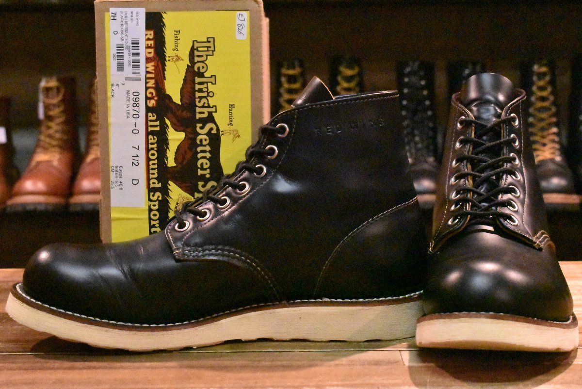 【7.5D 箱付 美品 19年】レッドウィング 9870 アイリッシュセッター ブラック クローンダイク モックトゥ ブーツ redwing HOPESMORE【EJ826】