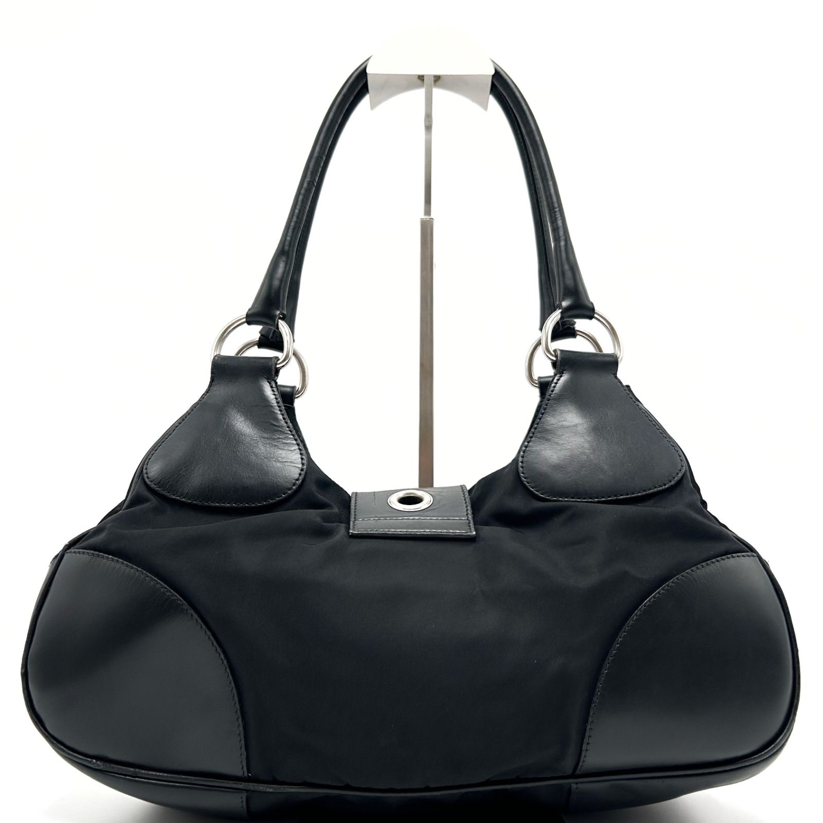 希少 PRADA プラダ ハンドバッグ ベルト ナイロン 三角ロゴ レザー 希少 PRADA プラダ ハンドバッグ ベルト ナイロン 三角ロゴ レザー