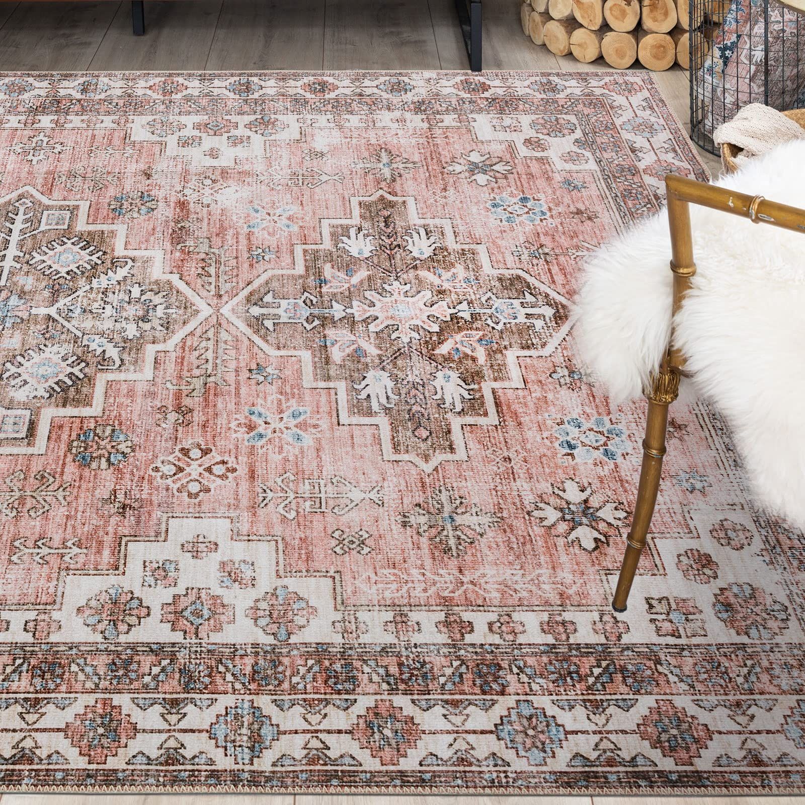 ラグマット 絨毯 カーペット アンティーク 床暖房対応 ウォッシャブル