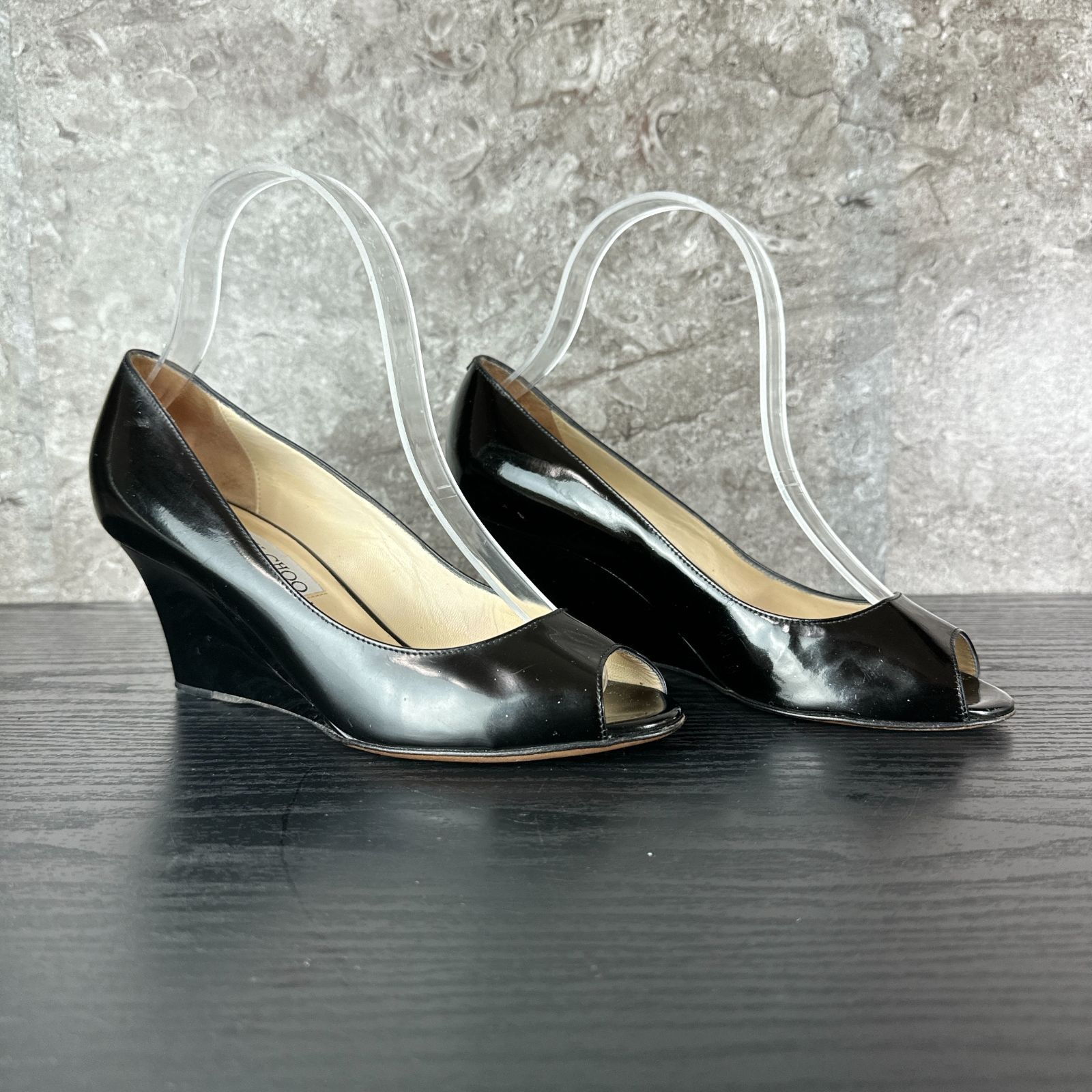 美品】ジミーチュウ レースパンプス 黒 36½ 23.5cmヒール8cm JIMMY