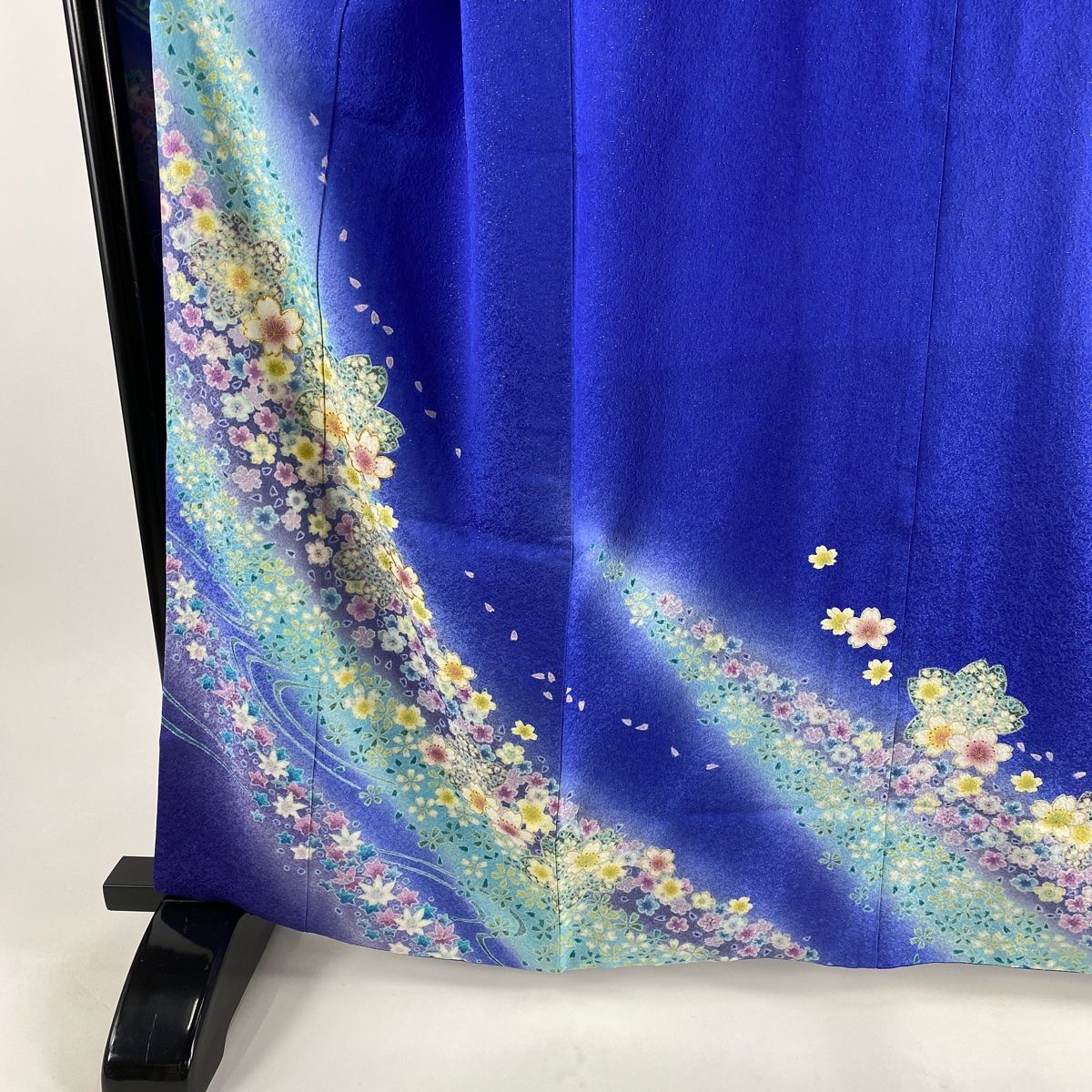 対象ストア 振袖 美品 名品 桜 流水 金通し 金糸 青 袷 身丈160cm 裄丈