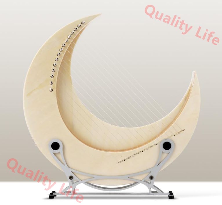 15弦リラハープ 子供と大人のためのCトーンムーンリラハープ スタンド付き木製楽器 木の色-スタンド付き