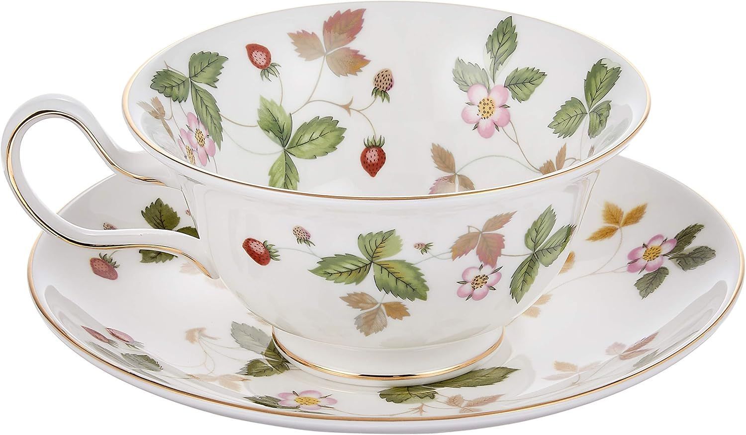 Wedgwood (ウェッジウッド) ワイルド・ストロベリー 磁器 ティーカップu0026ソーサー ピオニー【並行輸入品】