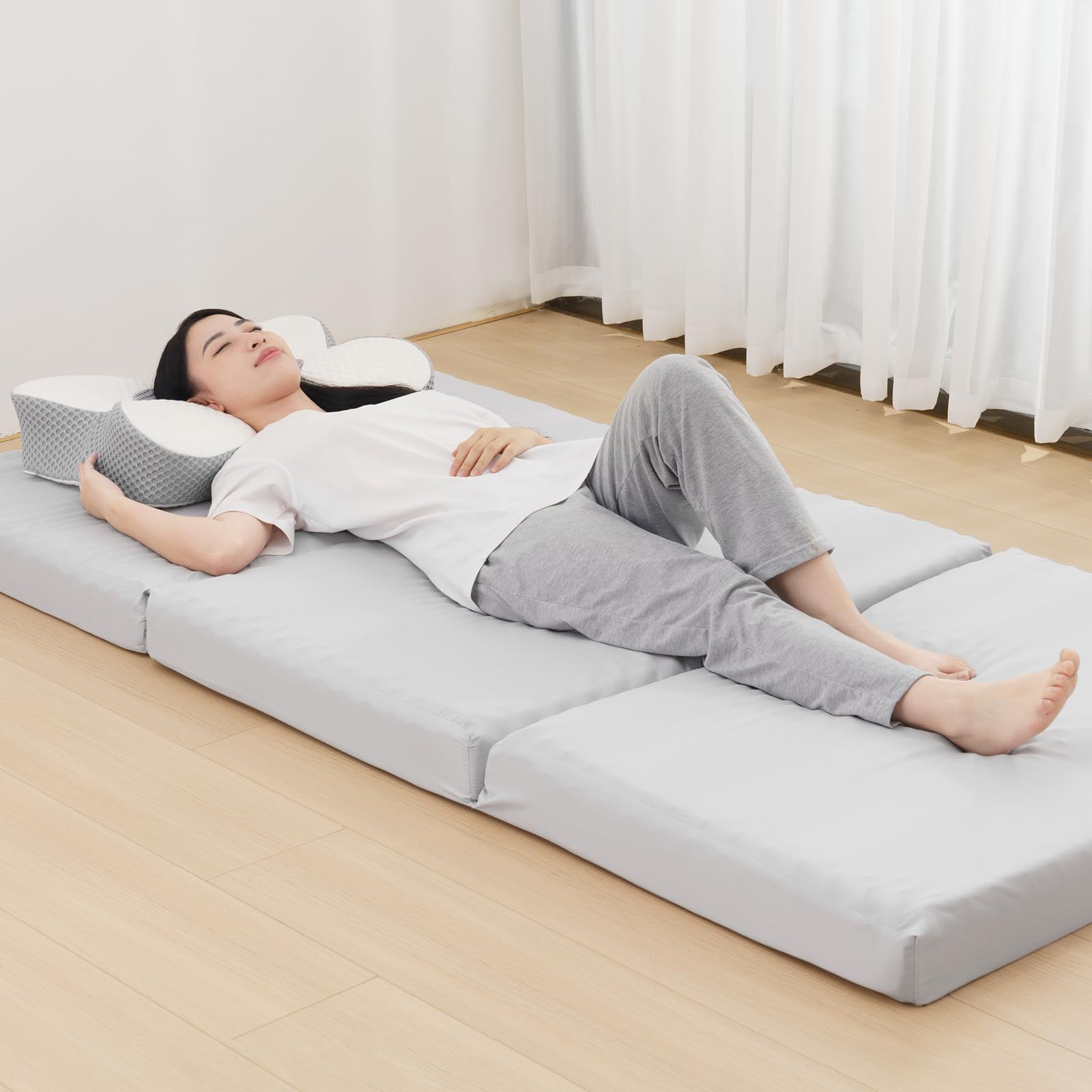 マットレス 三つ折り 2層高反発 極厚10cm シングル 195*97*10cm d