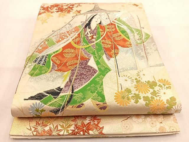 平和屋着物◎六通柄袋帯 唐織 光琳佳人 金銀糸 正絹 逸品