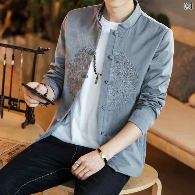 種類3：L/C：赤 メンズ ファッション 服 男性用 オシャレ シンプル 大人 かっこいい ストリート  唐装 カジュアル ジャケット スーツ レトロ 漢服 スタイル コート トップ 