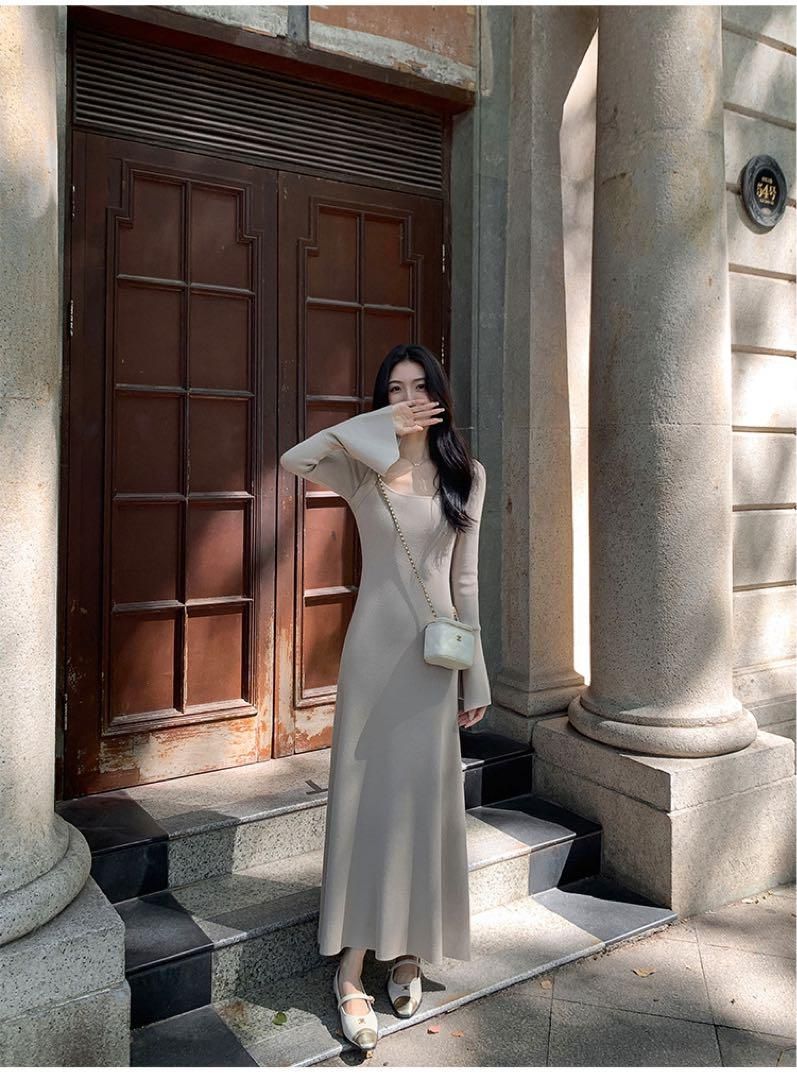 全国配信早速 送料無料！ 春のお出かけに 上品ロングニットワンピース モテ服 人気アイテムお得に購入！