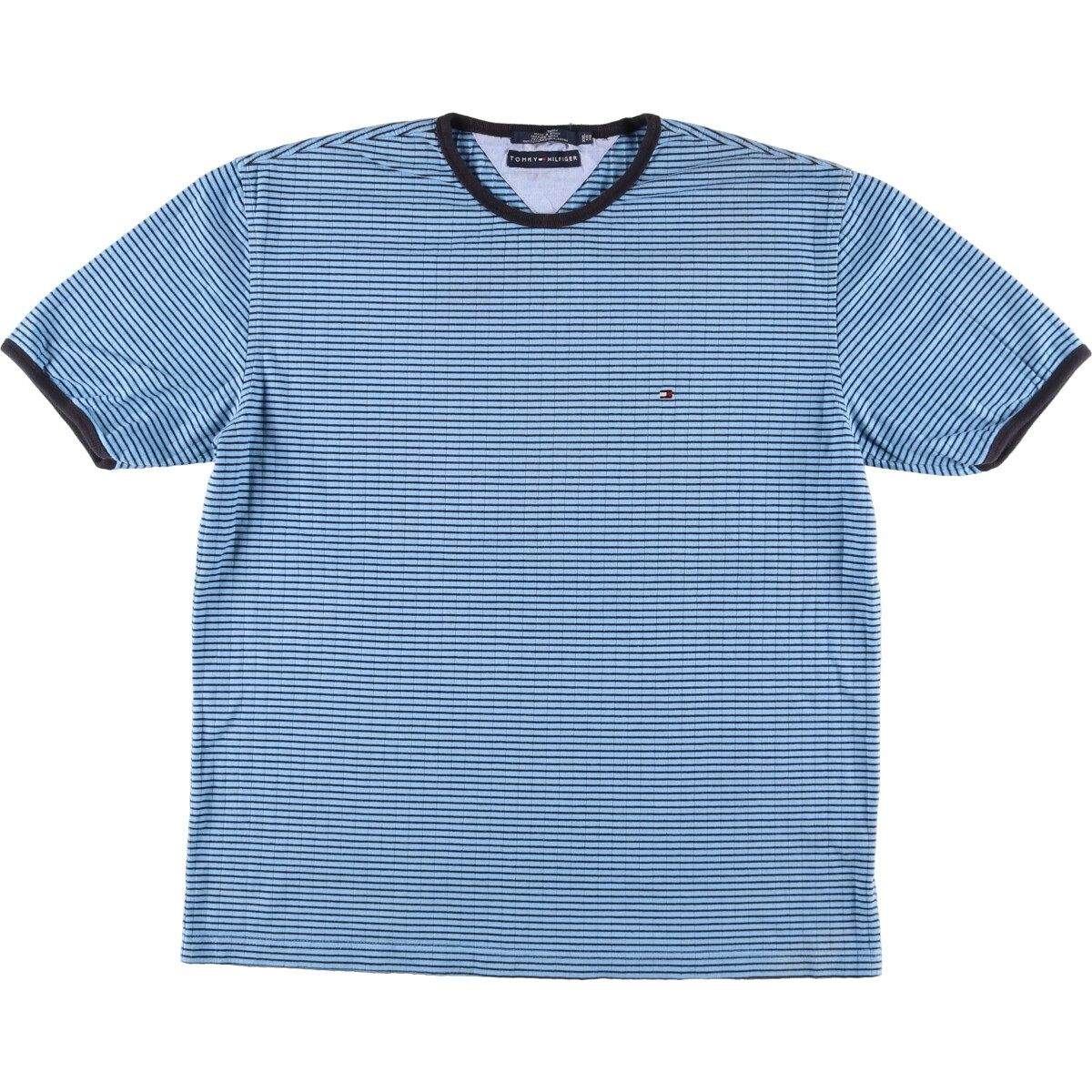 古着 トミーヒルフィガー TOMMY HILFIGER 半袖 ボーダーTシャツ リンガーTシャツ メンズXXL/eaa425403