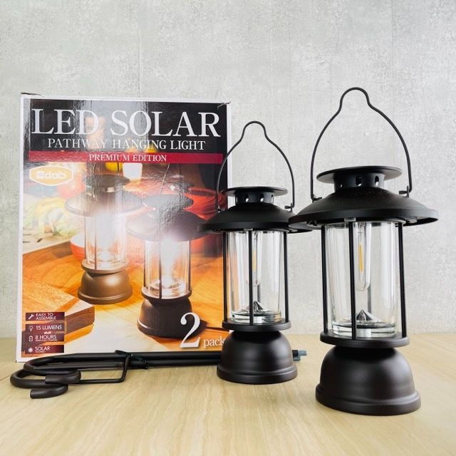 展示未使用品 LEDソーラーライト 2本セット ランタン型/吊下げ