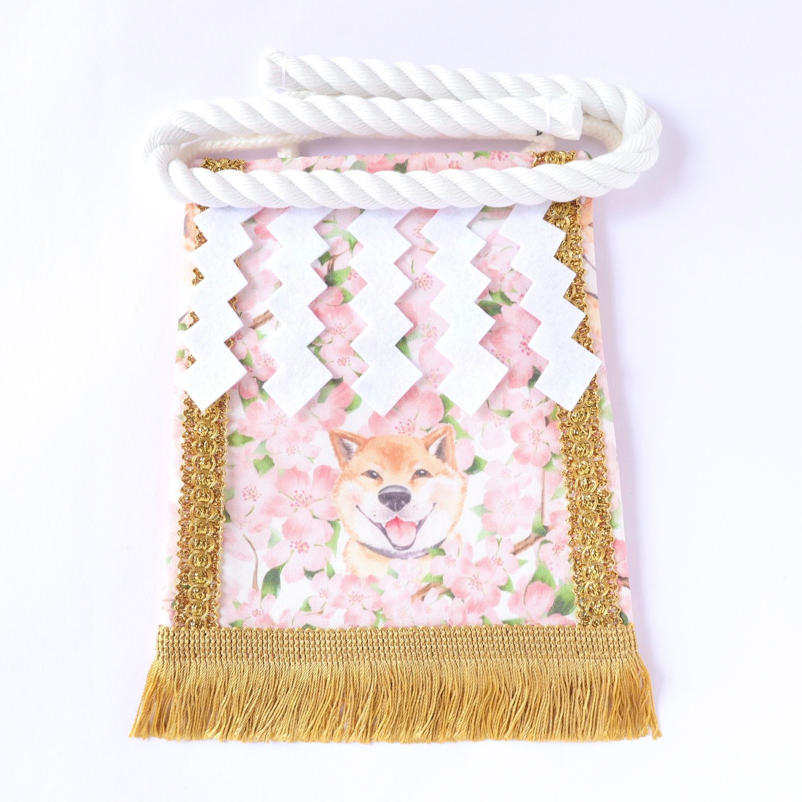 ワンちゃん化粧まわし【こだわり・中】《笑顔満開の桜柴犬》柴犬の飼い主さんへのプレゼントに！
