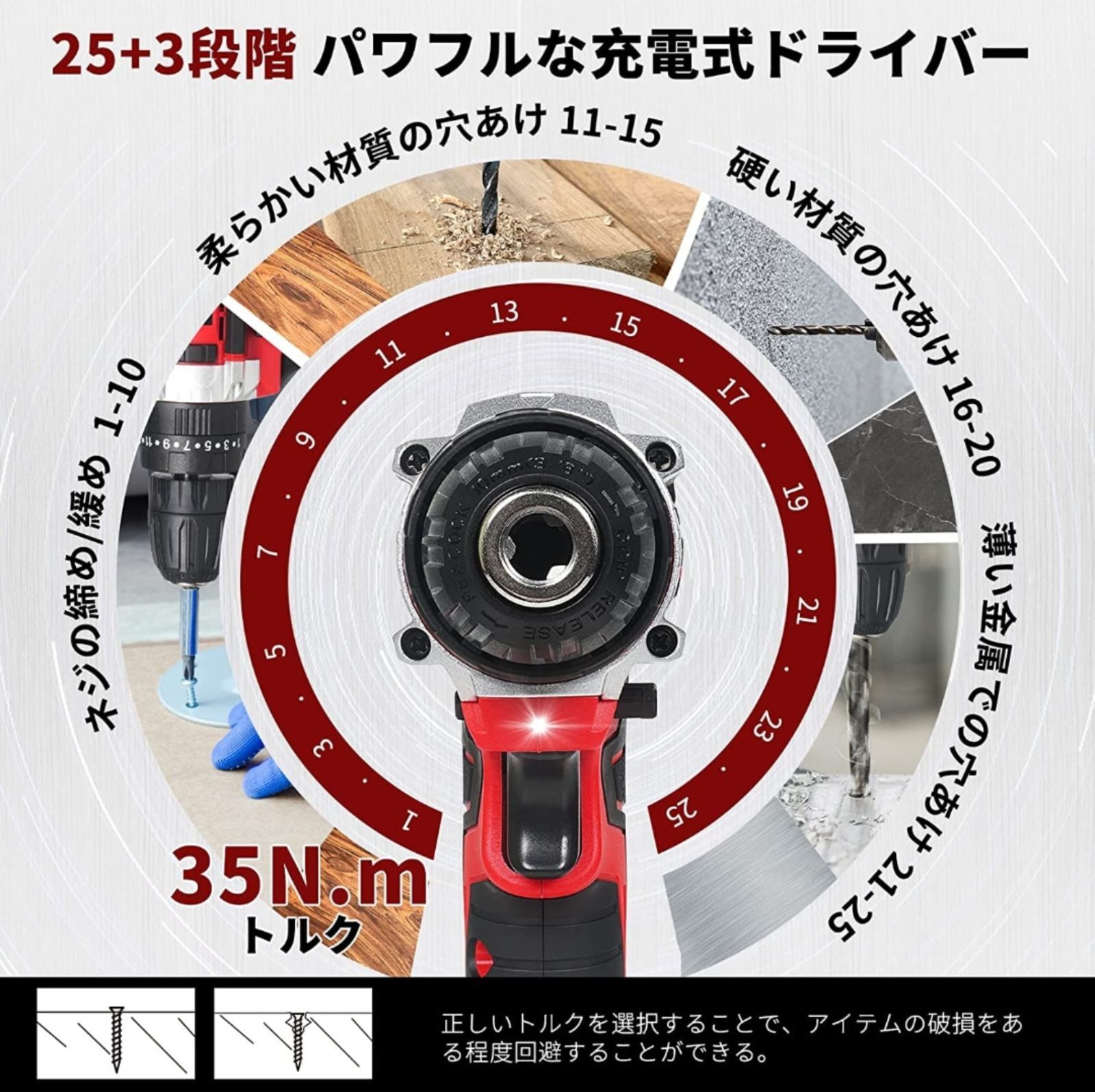 電動ドライバー小型穴あけ&amp;締め付け&amp;1台５役SALATI 21V 電動ドリル 電動ドライバー小型穴あけ&締め付け&1台5役SALATI 21V 電動