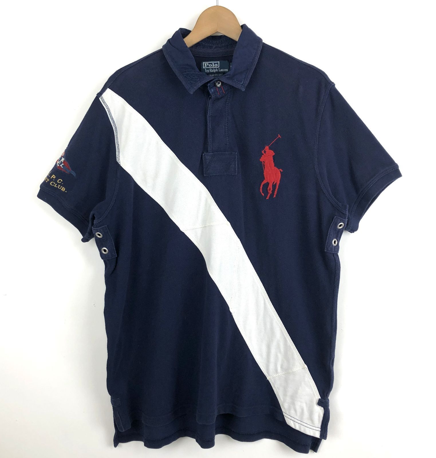 90s Ralph Lauren ラルフローレン ポロシャツ 鹿の子素材 布帛襟