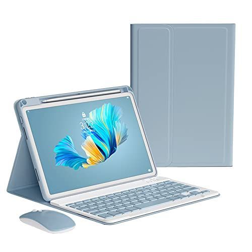 iPad 10_ブルー iPad 10 キーボードケース ワイヤレス マウス付き Apple Pencil 収納 アイパッド iPad 第10世代 2022新型 キーボード カバー 取り外し 分離式 カラーキーボード レディース 可愛い ビジネ