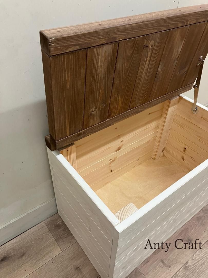 サイズオーダー可】コンパクトな収納ベンチ（天蓋1体型・天蓋ステー付